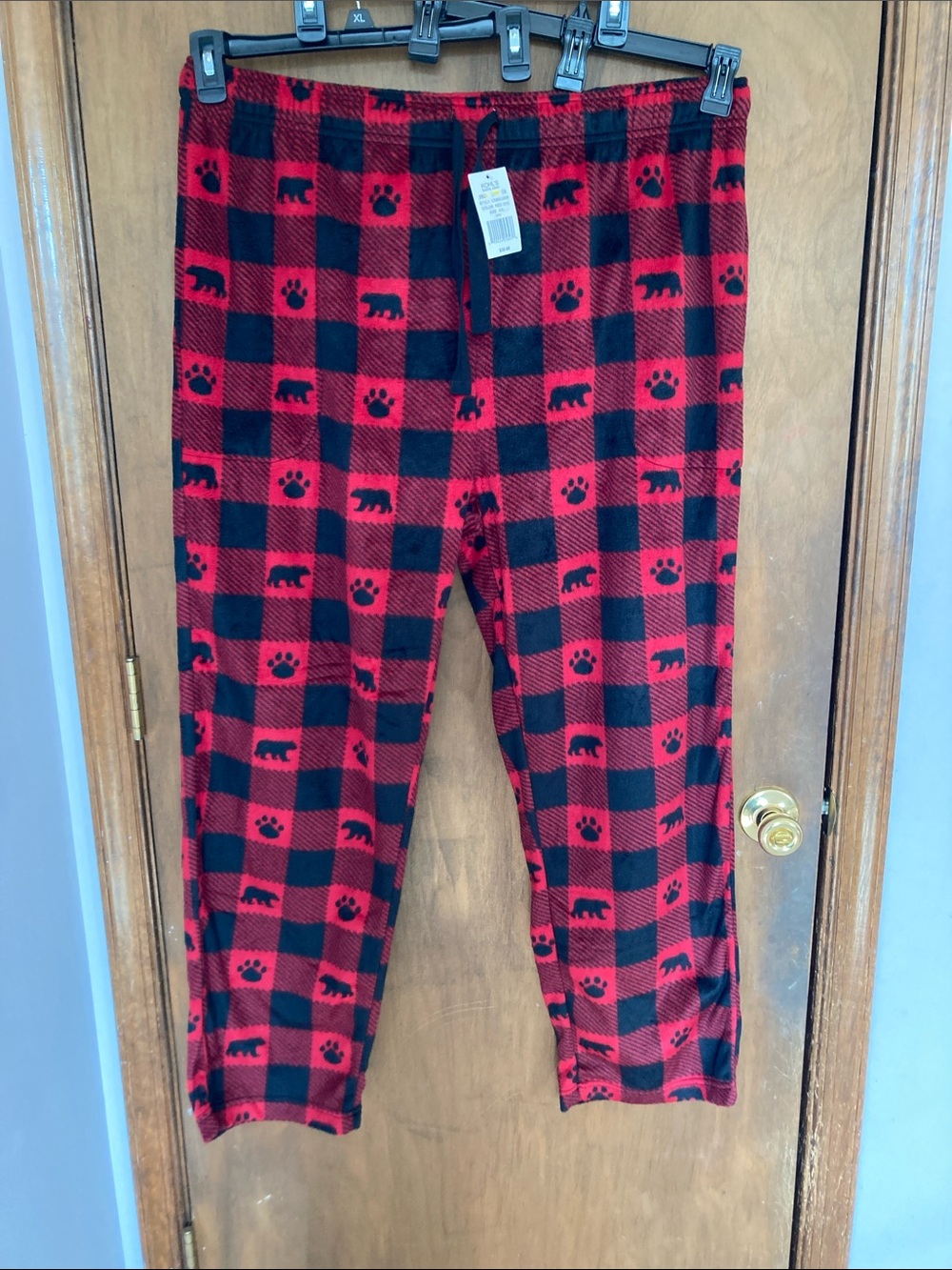 Cuddl Duds plaid print bear & paw print PJ pant w pockets sleepwear loungewear - Picture 9 of 17